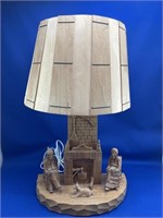 Wooden "Fireplace" Table Lamp