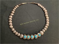 Native American Navajo silver, turquoise & jet