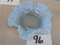 Blue Opalescent Hobnail Bowl