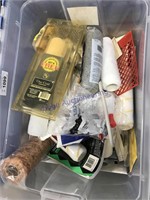 Painting supplies, in tote w/ locking lid