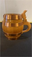 Vintage Wood Barrel Copper Band Beer Stein H