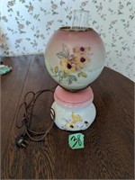 Antique Electrified Painted Glass Lamp