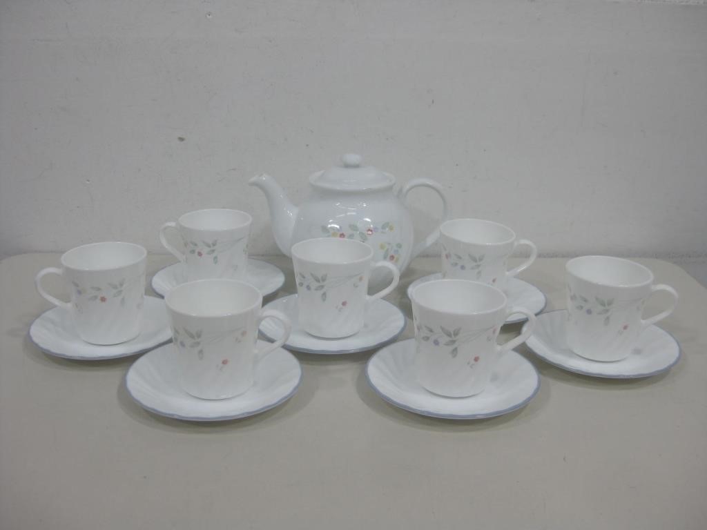 Assorted Corning Ware Tea Set
