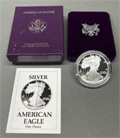 1990-S Proof American Silver Eagle w/ Case & COA