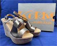 Korks Bronze Leather Cork Platform Heels Sz 8