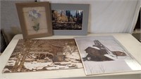 (4) PRINTS - ONE IS FRAMED