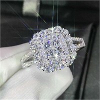 925 Silver Plated Rings Women Jewelry White Glass