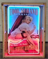 Custom Tool In Hand Garage Pinup Girl Neon Sign