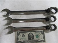 3pc BLUE POINT larger Wrenches w/ Ratchet End