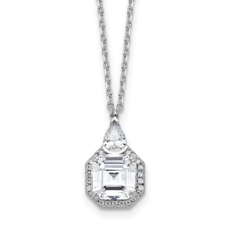 Sterling Silver Rhodium-plated Crystal Necklace
