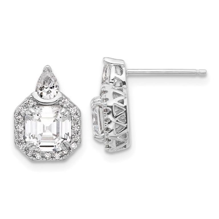 Sterling Silver Rhodium-plated Crystal Earrings