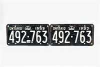 PAIR OF 1959 ONTARIO LICENSE PLATES