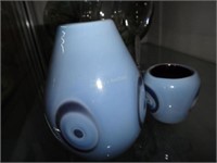 2 Fenton Custom Swirl  Art Cased Glass Vases