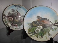 2X$ Hand Painted 1891 Bird Plates A. Slatter W/ Ne