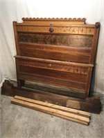 Antique Wooden Full Size Bed Frame & Headboard