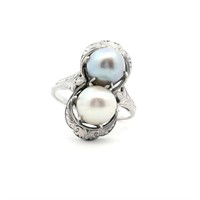 15ct W/G Pearl ring