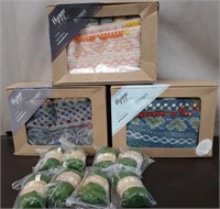 Box- 3 Scheepjes Sewing Kits, 8 Rolls Green Yarn