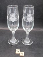 PAIR OF VINTAGE CLADDAGH CHAMPAGNE FLUTES