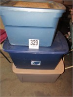 (3) Plastic Totes with Lids
