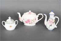 Vintage Porcelain Tea Pots & Sugar Bowl