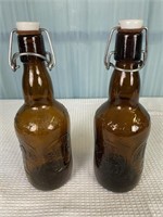 2 Brown Grolsch Bottles