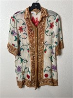 Vintage Gottex Floral Femme Semi-Sheer Blouse