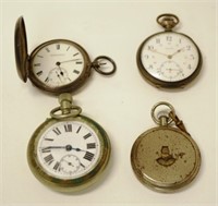 Four various antique pocket watches - As found