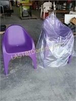 3 Purple Poly Patio Chairs, New
