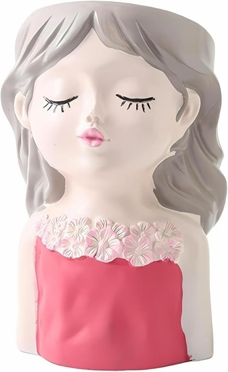 10.6 Inch (Pink Girl) Head Planter Plant Pot