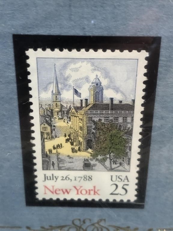 New York 25 cent Stamp in Frame