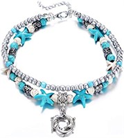 Unique Starfish Turquoise Multilayer Anklet