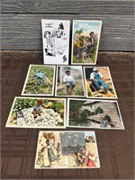 8 Black Americana Original Post Cards