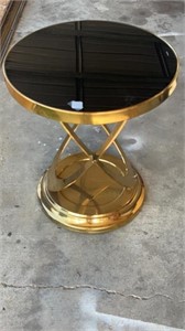Brass End Table with Glass Top