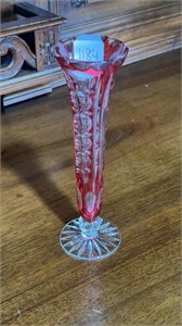 Cranberry Cut to Clear Bud Vase