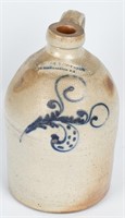 BALLARD & BOYNTON COBALT DECORATED STONEWARE JUG