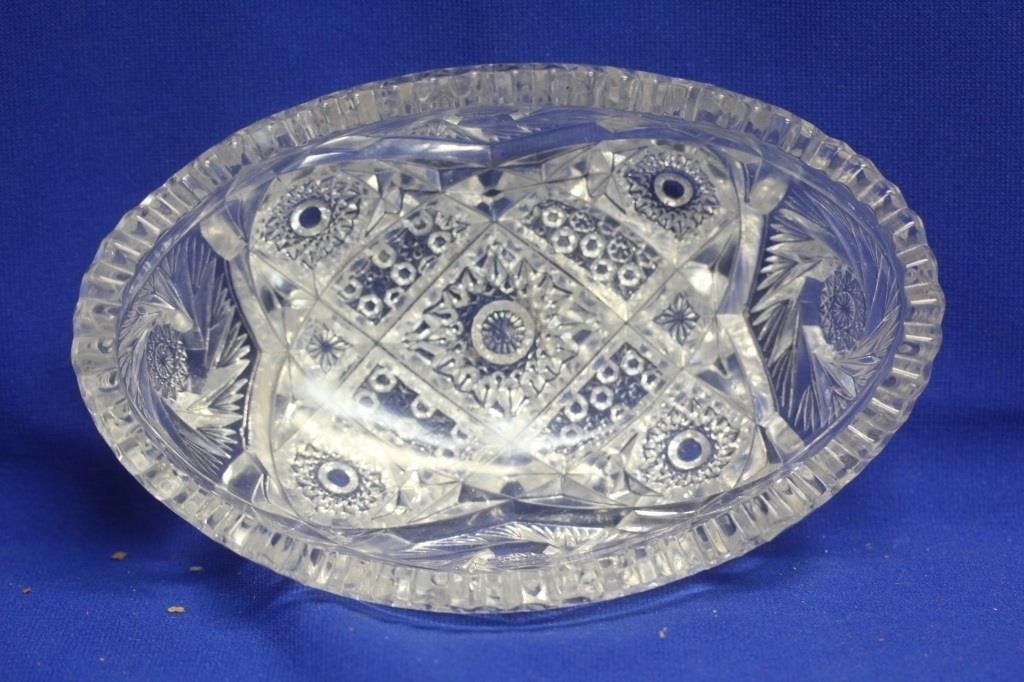 Press Glass Oval Bowl