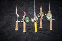 Metal Fishing Rods(5); Reels (4) Various