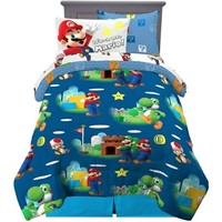 $100-5-Pc Super Mario Kids Twin Bedding Sheet Set
