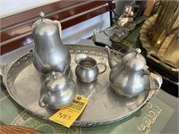 5-PIECE PEWTER TEA SET - MADE IN HOLLAND