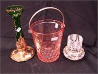 Three pieces of vintage colored glass: 9"