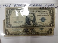 2 - 1935 silver certificate star notes