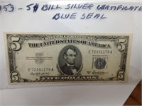 1953 Blue Seal Silver Certificate $5