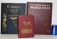 3 Vintage World Atlases - Colliers, Britannica