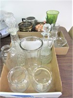 Misc Glass, Vases, Ash Tray, Oil Decanters, Vases