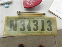 1964 michigan deer license back tag