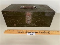 10" Long Metal Box With Leather/Lathe tools