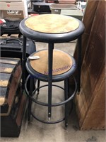 PAIR OF ROUND METAL STOOLS, 24"T