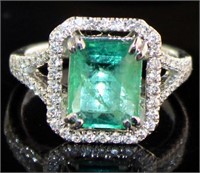 14kt Gold 2.98 ct GIA Emerald & Diamond Ring