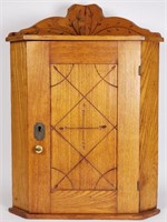 Antique oak corner medicine cabinet