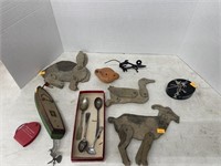 Vintage wooden animals and misc